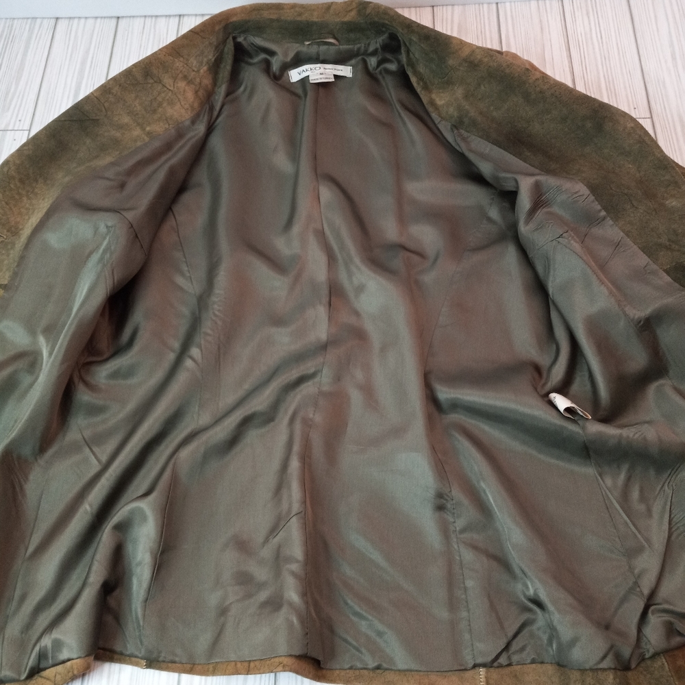 Vakko Patchwork Lamb Leather Blazer Jacket - image 9